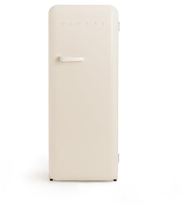 CREATE / RETRO FRIDGE 150 OFF WHITE/Kühlschrank mit Gefrierfach 281L in Cremeweiß, Griff Cremeweiß / 102W, niedriger Energieverbrauch, 150cm, 3 Ablagen, Temperaturregelung,60x60x150cm