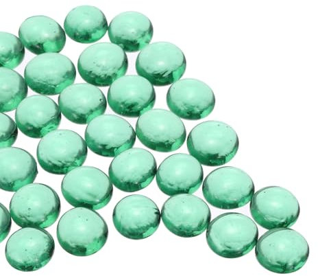 sourcing map Glass Beads,Flat Glass Gemstone Emerald Green 0.22lbs (0.47-0.87) Glass Marbles Pebbles for Vase Fillers Aquarium Decor DIY Craft