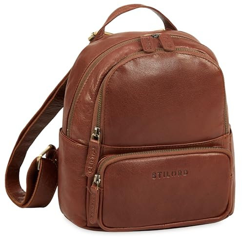 STILORD Sue Rucksack Damen Leder Elegant - Kleiner Damenrucksack modern - Cityrucksack Daypack Mini Tagesrucksack diebstahlsicher - Lederrucksack Frauen Echtleder Farbe:maraska - braun
