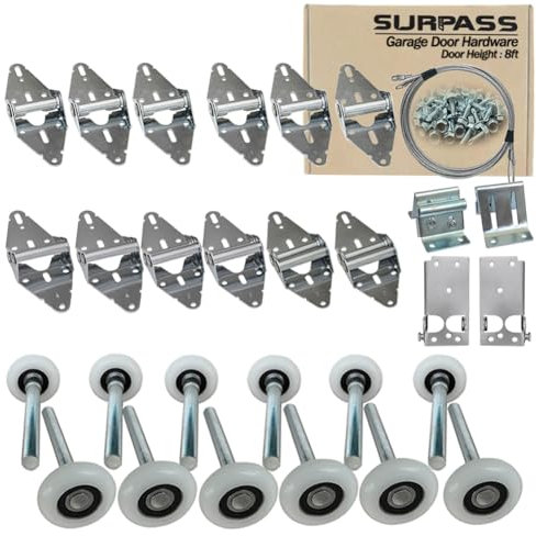 Surpass Garagentor-Hardware-Kit für Rollen/Scharnier/obere Halterung/Drahtseil (für 2,4 m hohe Garagentore)