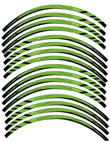 Rueda Moto Pegatina Llanta Motocicleta, Cinta Reflectante A Rayas Neumático Motocross Automático Para Calcomanía Calcomanía(Green)