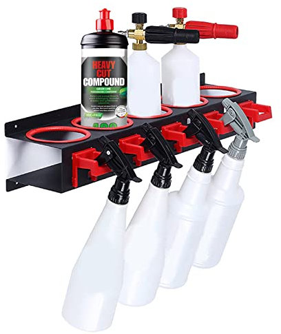 Mlijzard Spray Bottle Holder, Detailing Bottle Holder Wall Mounted Can Rack, Space Saving Steel Shelf Spray Cans Grip Holders with 5 Hooks, Garage Wall Racks, Workshop Tool Storage Organiser, 1 Pack