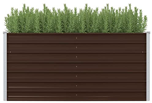 IKAYAA Hochbeet Metall Hochbeet Pflanzkübel Hochbeete für Garten Garten Beet für Gemüse Kräuter Blumen Gartenbeet Gemüsebeet-Braun-160 x 80 x 77 cm