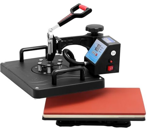Máquina de prensa en caliente, 38 x 29 cm, prensa de transferencia giratoria 360°, para camisetas, tazas, sombreros y platos, carcasa de acero ABS, rango de temperatura de 200 – 450 °F
