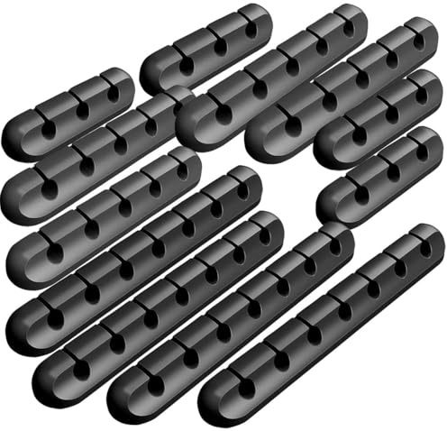 General Office Ladekabel-Halterungen: 12er-Set selbstklebende Kabelhalter für 3, 5 und 7 Kabel (Selbstklebender Kabel-Organizer, Organiser, Audio)