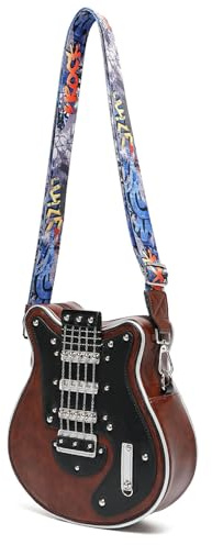 Piceioep Stilvolle Gitarrentasche mit geformtem PU-Leder-Crossbody, lässige Umhängetasche, Umhängetasche mit verstellbarer Schulter für Musikliebhaber und Reisende