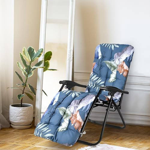 WildFun Sun Lounger Cushions Only, Garden Sunlounger Cushions 170x53CM Garden Seat Pads Sunbed for Indoor Outdoor Patio Yard Beach (Blue)