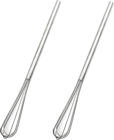 2 Stück Schneebesen Klein 26,3cm Mini Edelstahl Schneebesen, Handbuch Rührbesen mit langem Griff für Zum Mischen Schlagen Aufschäumen und Rühren