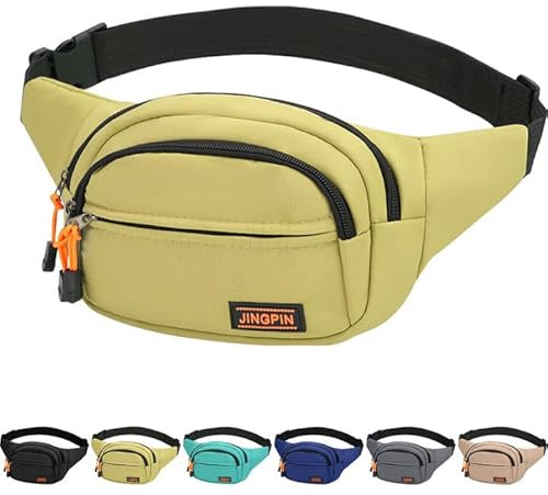 Fjquamitix Bauchtasche für Damen und Herren, Bauchtasche für Damen und Herren, wasserdicht, leicht, verstellbare Hüfttasche zum Laufen, Wandern, Reisen, gelb, Modisch