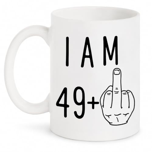ALINK 50th Birthday Mug, Funny 50th Present Gifts for Men and Women, 11oz | Ceramic Coffee Cup 49+ birthday gift for Mum Dad Husband Wife Friend, Microwave and Dishwasher Safe double-sided design