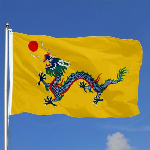 Willkommensflagge Chinesisches Kaiserreich Unter Der Qing-Dynastie 1889-1912 Landschaft Hofflagge Willkommensflagge Lichtbeständig Für Konzerte Clubs 90X150 Cm