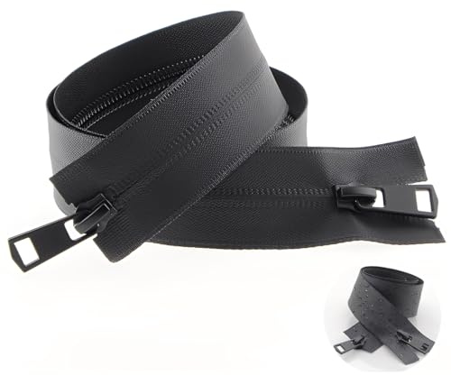 YUPZAR 80 cm Chiusura Lampo Impermeabile a 2 vie Divisibile,Cerniere Lampo per Giubbotti,Cerniera Lampo Nera Separabile per Giacche,Impermeabile,per Cappotti e Giacche