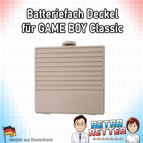 RetroRetter Batteriedeckel - Farbe: Grau - für GameBoy Classic Play it Loud - Batterieabdeckung Deckel Batteriefach Abdeckung