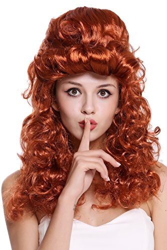 WIG ME UP - 90904-ZA131 Perücke Damen Halloween Karneval Barock Renaissance Hochsteckfrisur lang lockig rot