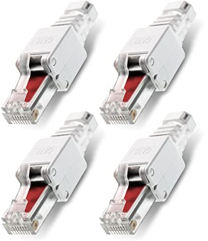 4 Stück Netzwerkstecker werkzeuglos RJ45 CAT6 LAN UTP Kabel Stecker ohne Werkzeug werkzeugfrei CAT5 CAT7 Verlegekabel Patchkabel Netzwerkkabel Toolless Modular Plug Connector Crimpstecker