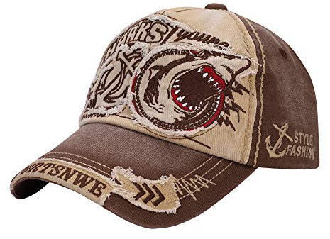 Baseball Cap Damen Baseballkappe Hai Kappe Jungen Herren Baseballmütze Patch Sonnenschutz Baseball Vintage Hip-Hop Snapback Baumwolle Strand Mütze für Sport Camping Golf