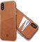 LUCKYCOIN Genuine Leather Case with Card Holder for iPhone XS MAX 6.5in,Wallet Case with Metal Buttons,Tan