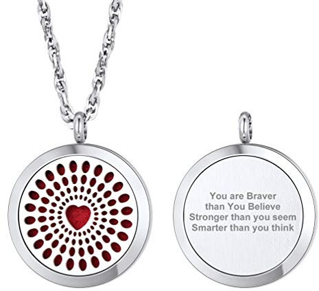 PROSTEEL personalisiert Diffusor Anhänger Edelstahl Parfüm Medaillon Kette für Frauen Männer Ätherische Öle Halter mit 3mm/55cm Kette hohl Floating Locket mit 8 Baumwolle Pads