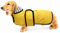Geyecete Hunde Regenmantel,Einstellbar Wasserdicht Hundejacke für Dackel,Regenmantel mit reflektierenden Trägern,Regenjacken mit Gürtel mit Klettverschluss für Miniaturdackel-Gelb-M