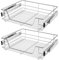 TecTake® Lot de 2 Panier de Rangement Coulissant en Inox pour Placard 60cm Tiroir coulissant idéal Organisateur cuisine, rangement sous evier, chambre, dressing, bureau, garde manger, cellier, maison