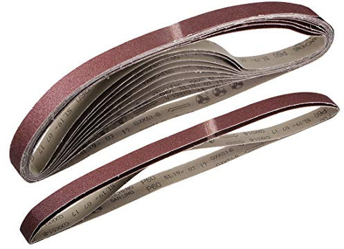 sourcing map 1-inch X 42-inch(25mm X 1065mm) Sanding Belt 60 Grit Aluminum Oxide 12pcs
