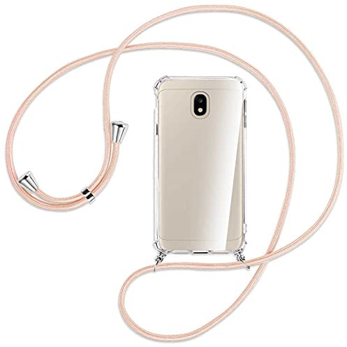mtb more energy® Handykette kompatibel mit Samsung Galaxy J3 2017 (SM-J330, 5.0'') - Rose Peach - Smartphone Hülle zum Umhängen - Anti Shock Full TPU Case