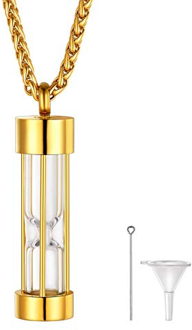 FindChic Memorial Erinnerung Schmuck Sanduhr Flasche Glasanhänger für Damen Herren Gedenk Halskette Freundschaftskette Partnerkette mit Geschenkebox für Valentinstag Geburtstag