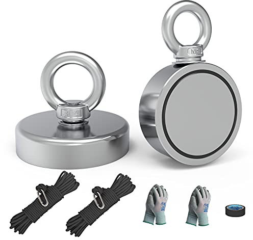 THCMAG Magnet-Angel-Set, 2 Stück, 344.7 kg, kombinierte Zugkraft, 294.8 kg Magnet-Angel-Set, Neodym-Seltenerd-Magnet für die Rettung unter und das Auffinden im Fluss