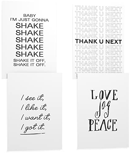 Papierschmiede® Premium Spruchposter Set 4er 50x70 cm (B2), Motiv: Girl Power Songs, Ariana Grande Thank You, Typografie Bilder Wohnzimmer Schlafzimmer ohne Rahmen