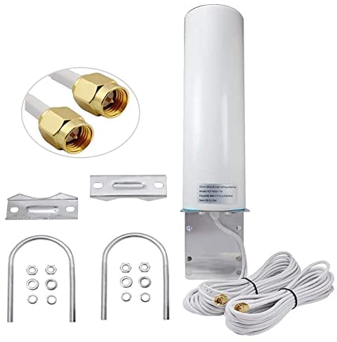 ZHITING Antenne 4G LTE Exterieur Mimo Omnidirectionnel Étanche 698-2700 MHz 3G/4G LTE connecteur SMA CRC9 TS9 Compatible pour Routeur 4G Gagnez jusqu'à 12 dBi Réception jusqu'à 15 KM(câble 2 x 5 m)
