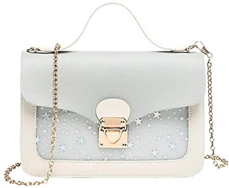 Hjkiopc Mädchenkette Minitasche,Kleine Mädchen rosa Kleine Tasche,Kleine Mädchenhandtasche,Mädchenhandtasche mit Großem Fassungsvermögen mit Abnehmbarer Kette (Stern-Grau)