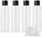 ZEOABSY 4 Pièces 150 ML Transparent Bouteille en Plastique avec Bouchon à Charnière Noir, Épaule Plate Vider Bouteille Ronde en PET de Voyage pour Cosmétiques Liquides