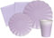 Ciao- Kit Mesa Fiesta Party Flower Shape 8 pers (44 pzas: Platos, Vasos, servilletas) en Papel compostable, Lavanda púrpura Vajilla Eco-Friendly, sólido, Color, 8 personas (AZ106)