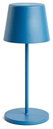 Pertrix LED Akku Gartentisch Leuchte Blau stufenlos dimmbar - IP65 Tisch Lampe ohne Kabel für In- & Outdoor, 2700-3000K, 280 mm hoch, runde Tischlampe Esstisch, moderne LED Tischlampe Outdoor