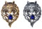 Weenkeey 2 PCS tête de loup broche hommes broche set pin Vintage animal revers épingle de sécurité collier revers épingle chemise badge Tuxedo cravate or argent