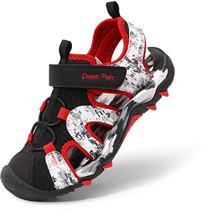 DREAM PAIRS Sandales De Sport De Été pour Garçons Et Filles pour Enfants Athlétiques en Plein Air,Size 38,Noir Rouge,SDAS2305K-E