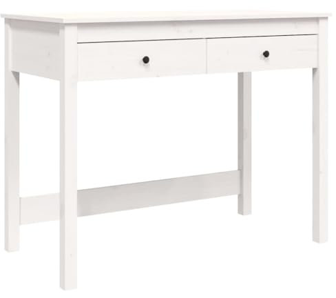 vidaXL Bureau avec tiroirs Blanc 100x50x78 cm Bois Massif de pin, Bureau d'ordinateur, Bureau d'écriture, Bureau avec tiroir, Bureau d'étude