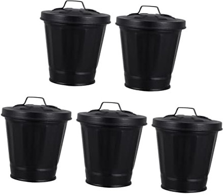 Yardwe 5 Pièces Pot De Fleur Petits Seaux Pots De Fleurs En Métal Poubelle Galvanisée Poubelles Petite Poubelle Avec Couvercle Corbeille Bureau Fer Galvanisé Boîte à Papier Antique