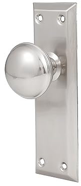 newliplace 2 Pack Vintage Single Sided Dummy Door Knobs Interior, Antique Long Plate Dummy Door Knobs in Brushed Nickel