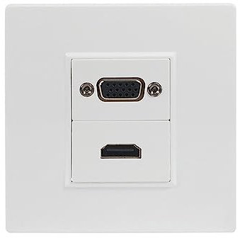 Network Wall Socket, Ethernet HD Multimedia Faceplate Networking Port Face Plate Female+V2.0 HDM Socket Box for Ethernet Cable Installation VGA Female To Female Internet Outlet 86x86mm
