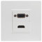 Network Wall Socket, Ethernet HD Multimedia Faceplate Networking Port Face Plate Female+V2.0 HDM Socket Box for Ethernet Cable Installation VGA Female To Female Internet Outlet 86x86mm