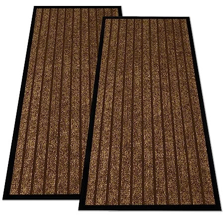 Hafaa Brown Door Mat 2 Pack 80x150 cm Water Absorbent Rubber Mat