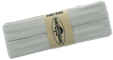 Schrägband Jersey 3m Breite 20mm Oaki Doki Tricot de Luxe Einfassband elastisch über 80 Farben, Farbe:kittgrau