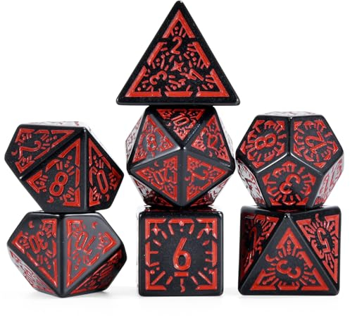 FLASHOWL Uhrenwürfel DND Würfel Sterne und Mond Würfelset W20 Retro D&D Würfel mit polyedrischen Rollenspielwürfeln D20 Würfelset Dungeons and Dragons Würfel würfel Rot