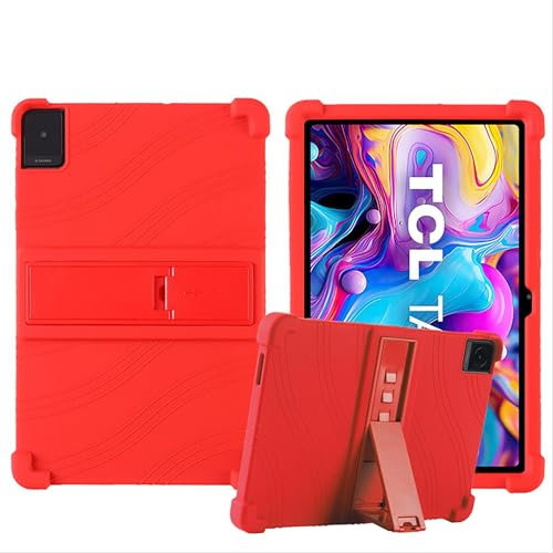 GIOPUEY Funda Compatible con TCL Tab 10 Gen 2 - con Soporte - Carcasa Protectora de Silicona TPU Suave Case - Red