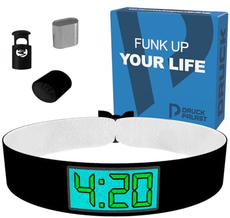 4:20 Uhr Stoffarmband - Wasserfestes Satin Armband - Trippy Weed Accessoire - Handgemachtes Festival Armband - Unisex Boho Lifestyle Armband - Geschenk für Kiffer und Cannabis-Liebhaber