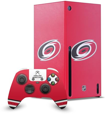 Head Case Designs Officially Licensed NHL Plain Carolina Hurricanes Game Console Wrap and Game Controller Skin Bundle Compatible With Xbox Series X