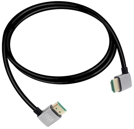 RIIEYOCA da maschio HDMI ad angolo retto di 90 gradi a maschio HDMI ad angolo retto di 90 gradi, cavo di 2.1 ad alta velocità a 48Gbps, supporto 8K@60Hz, ARC, 3D per DVR, HDTV(1M)
