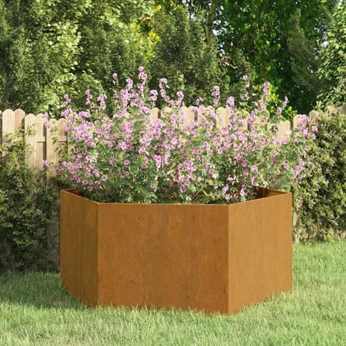 ARKEM Jardinire Grise Rectangulaire 90 x 90 x 45 cm, Resistant la Rouille, Pour Exterieur, Jardin, Balcon, Patio