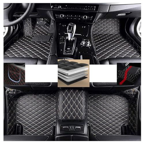 KLBVFDYAN Leder Auto FußMatten für Volvo XC60 2. Gen (SPA) 2018 2019 2020 2021 2022 2023 2024, Anpassen Automatten wasserdichte Rutschfester Innenraumschutz Zubehör,A/Black-Beige